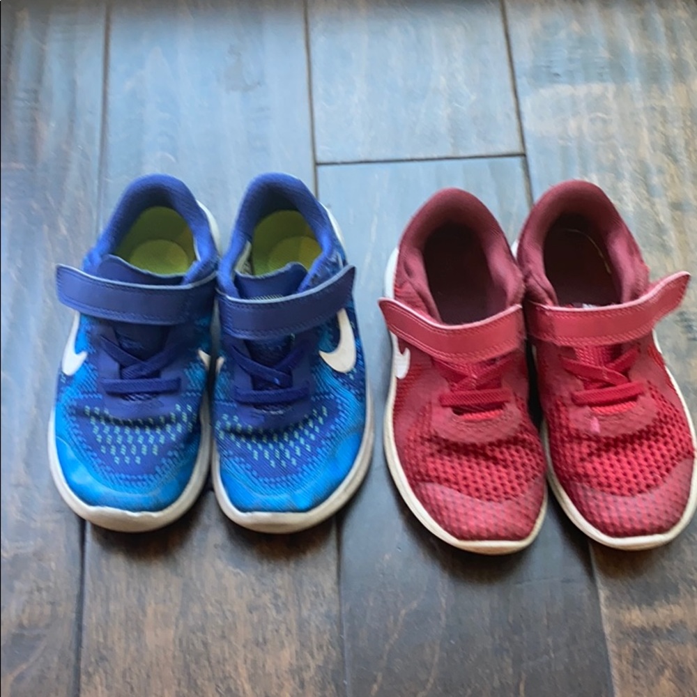 Two pairs of toddler Nikes